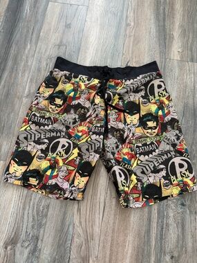 Batman Comic Print Swim Trunks Men Size XL Superman